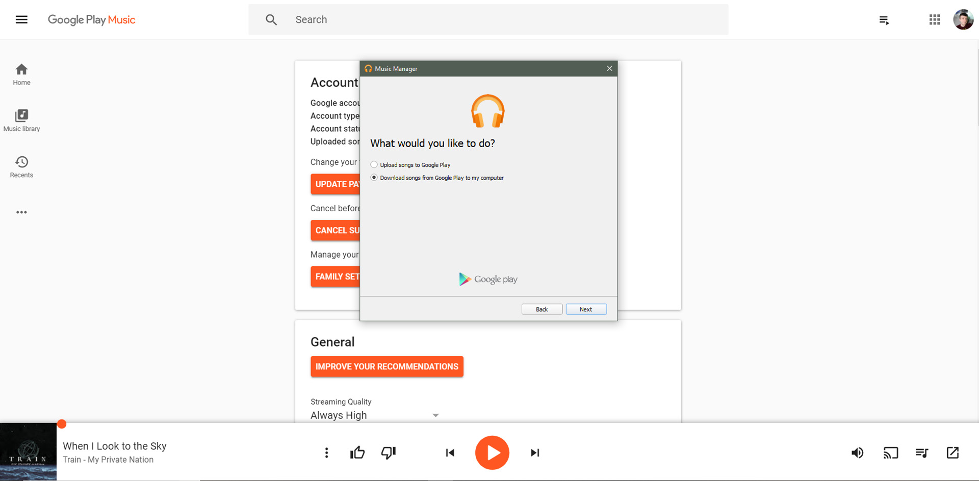 google play music search for music on a mac